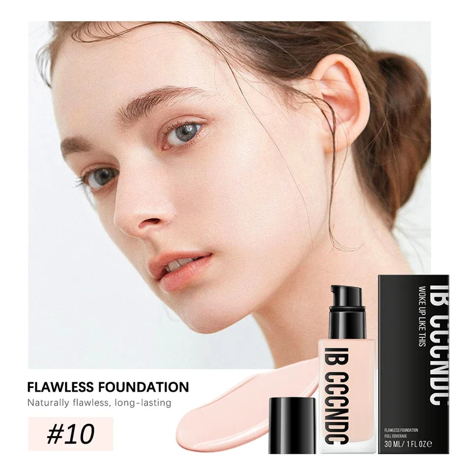 30ml Flawless Foundation Full Coverage Liquid Concealer Foundation For Light Dark Skin Tone Cover Pore Acne Makeup Waterproof