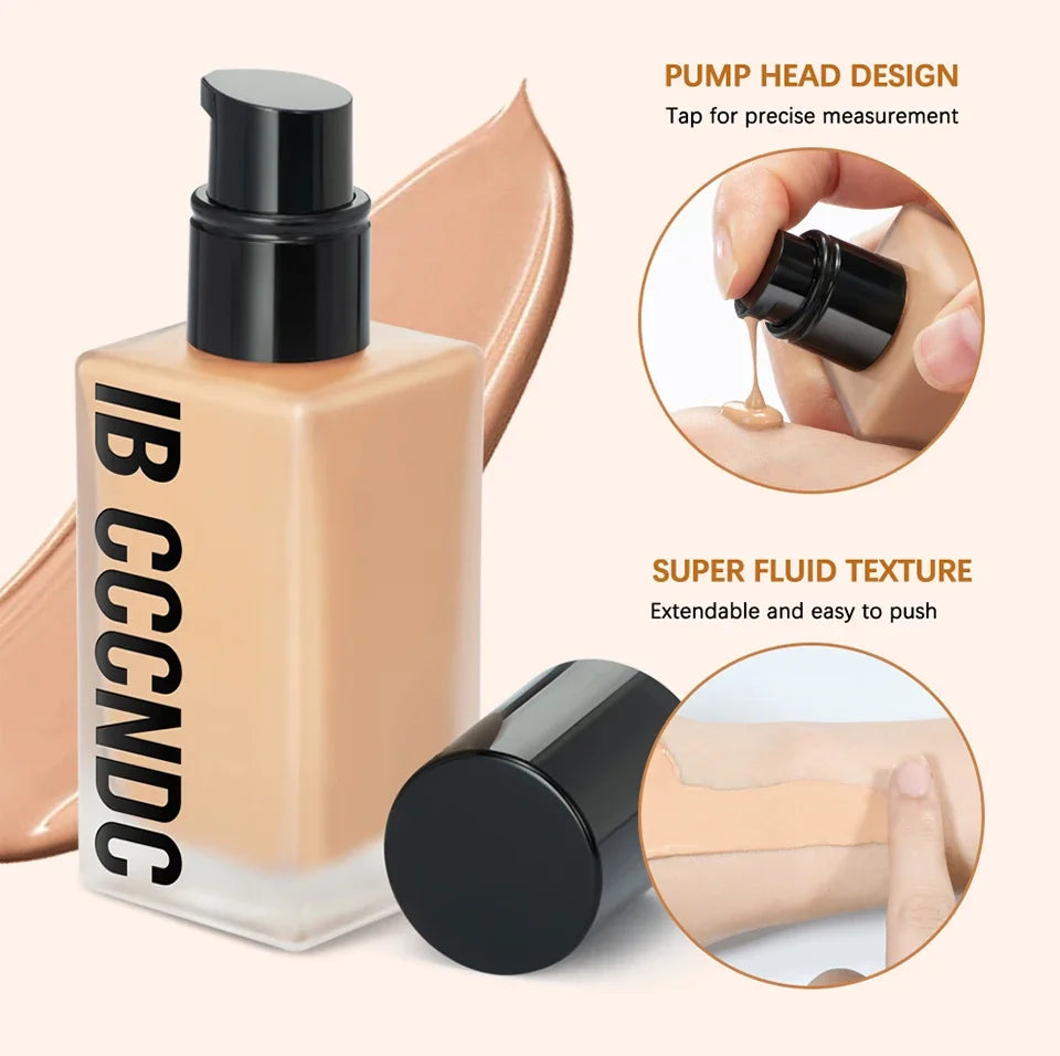 30ml Flawless Foundation Full Coverage Liquid Concealer Foundation For Light Dark Skin Tone Cover Pore Acne Makeup Waterproof