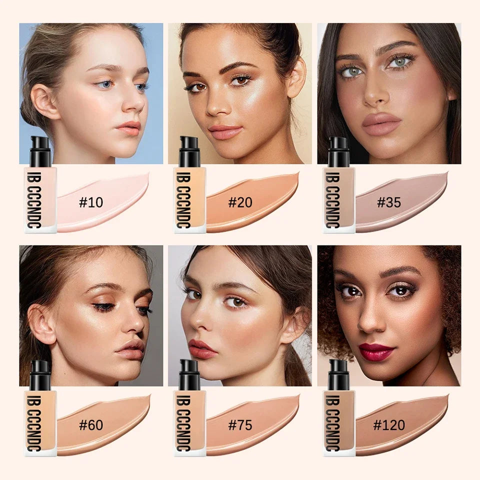 30ml Flawless Foundation Full Coverage Liquid Concealer Foundation For Light Dark Skin Tone Cover Pore Acne Makeup Waterproof