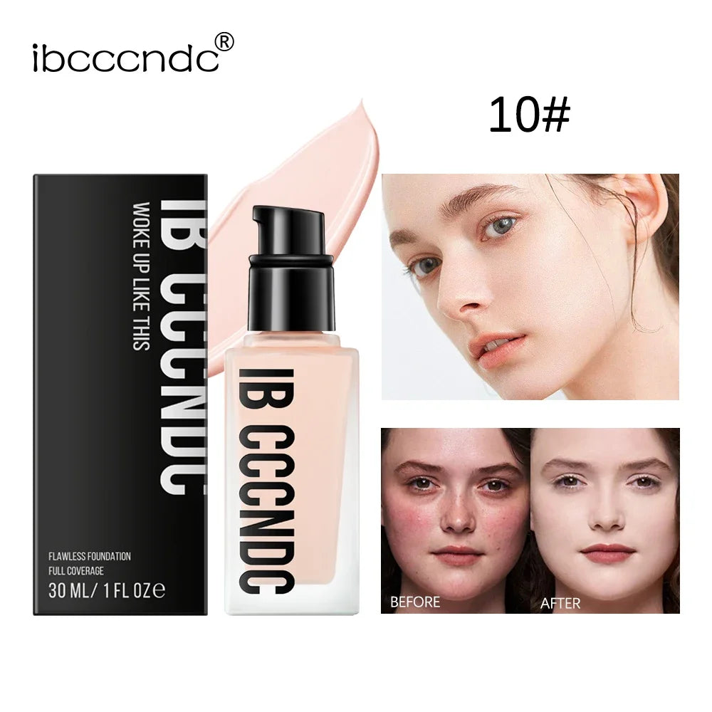 30ml Flawless Foundation Full Coverage Liquid Concealer Foundation For Light Dark Skin Tone Cover Pore Acne Makeup Waterproof