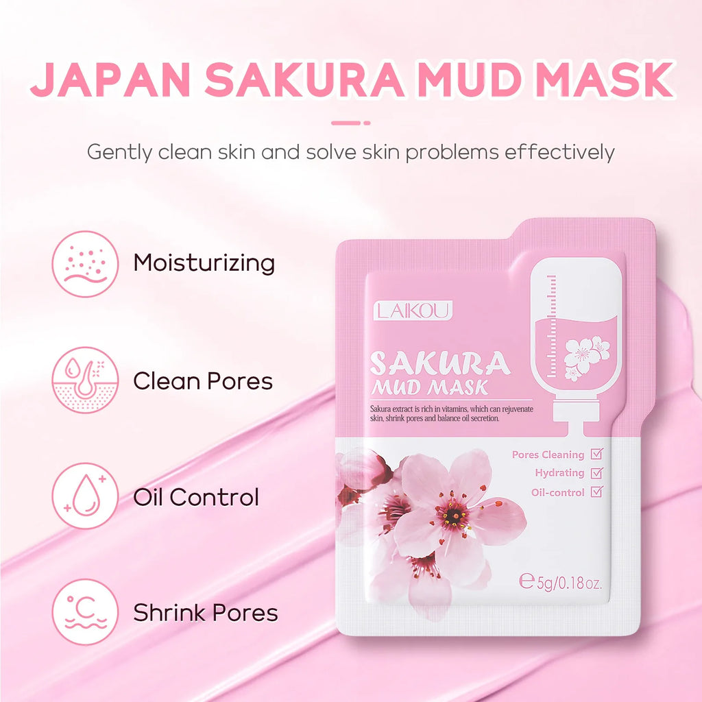 24pcs Sakura Skin Care Set Eye & Lip Masks Serum Nud Masks Cleanser Toner Essence Cream Moisturizing Smoothing Nourishing Beauty