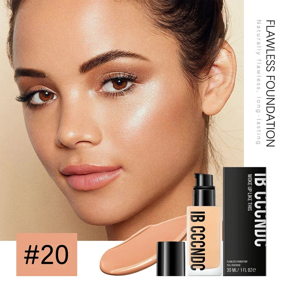 30ml Flawless Foundation Full Coverage Liquid Concealer Foundation For Light Dark Skin Tone Cover Pore Acne Makeup Waterproof