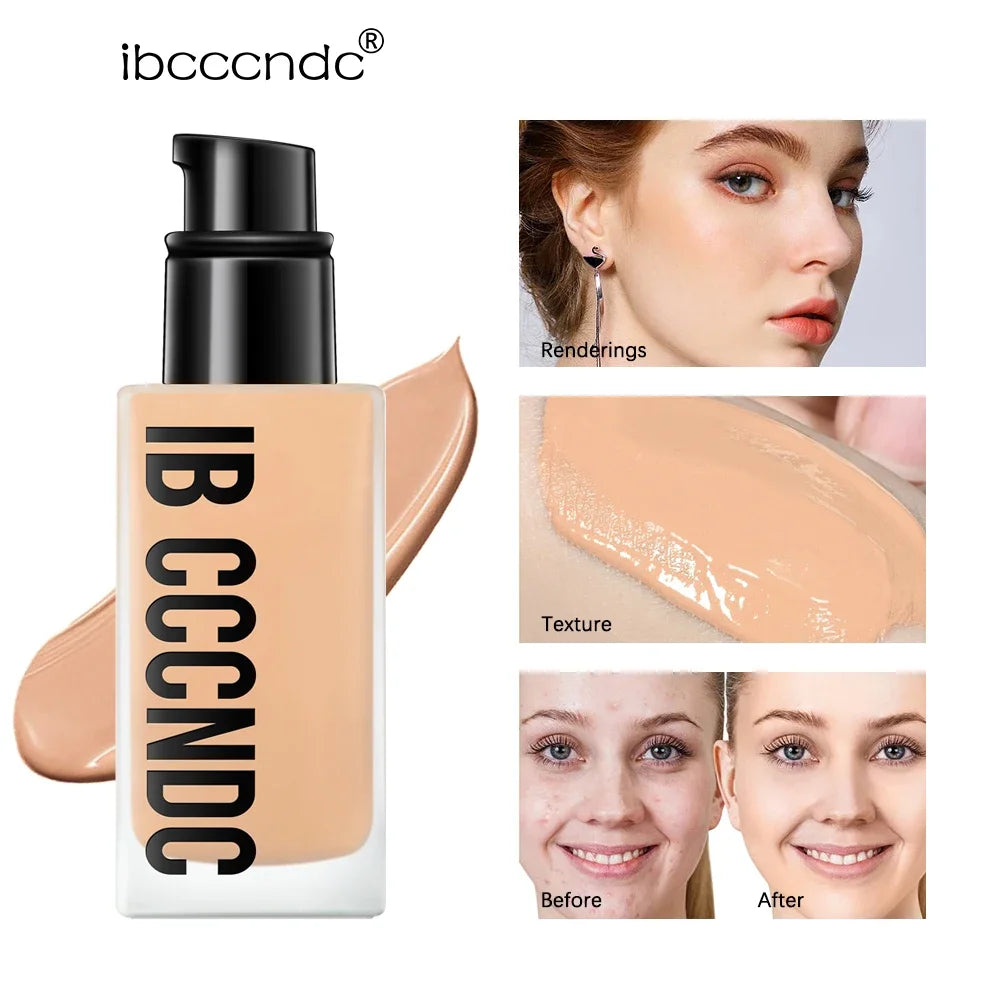 30ml Flawless Foundation Full Coverage Liquid Concealer Foundation For Light Dark Skin Tone Cover Pore Acne Makeup Waterproof