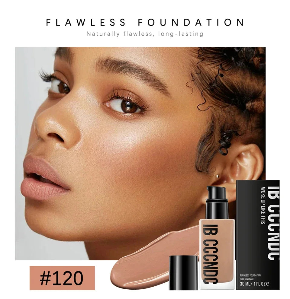 30ml Flawless Foundation Full Coverage Liquid Concealer Foundation For Light Dark Skin Tone Cover Pore Acne Makeup Waterproof