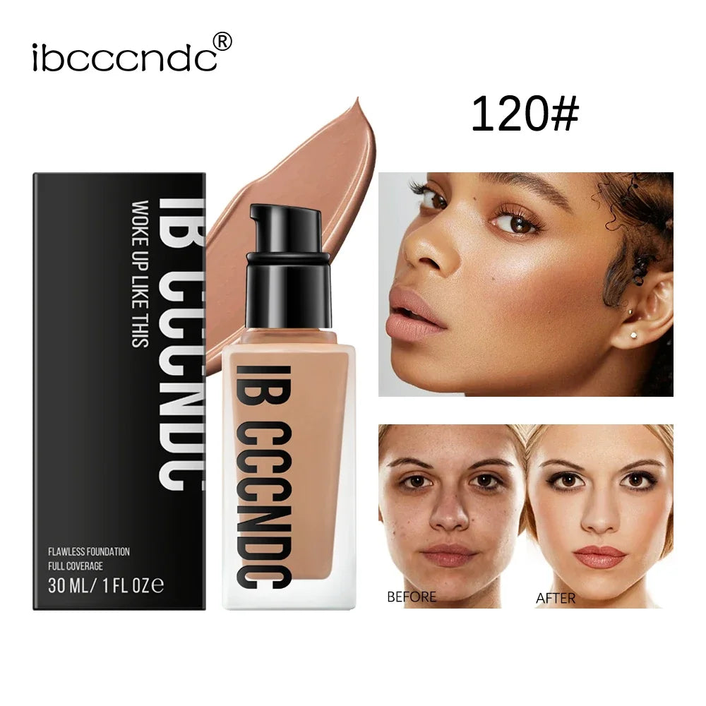 30ml Flawless Foundation Full Coverage Liquid Concealer Foundation For Light Dark Skin Tone Cover Pore Acne Makeup Waterproof
