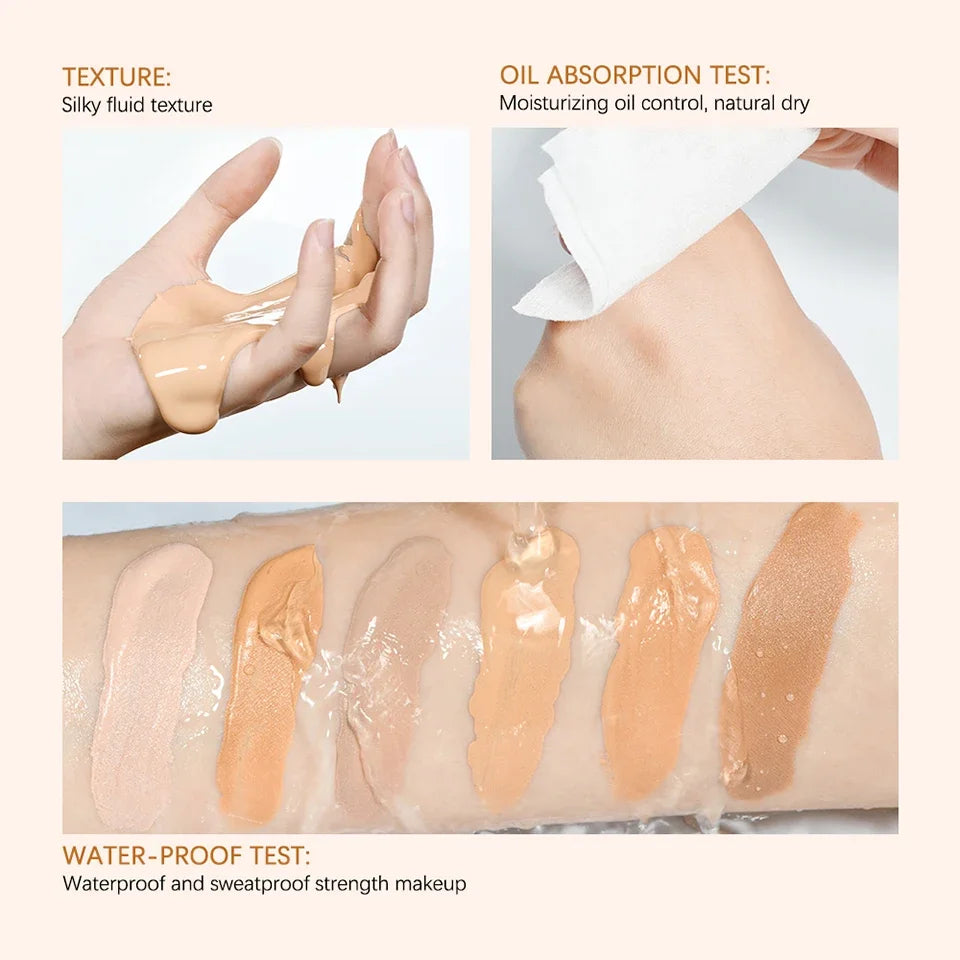 30ml Flawless Foundation Full Coverage Liquid Concealer Foundation For Light Dark Skin Tone Cover Pore Acne Makeup Waterproof
