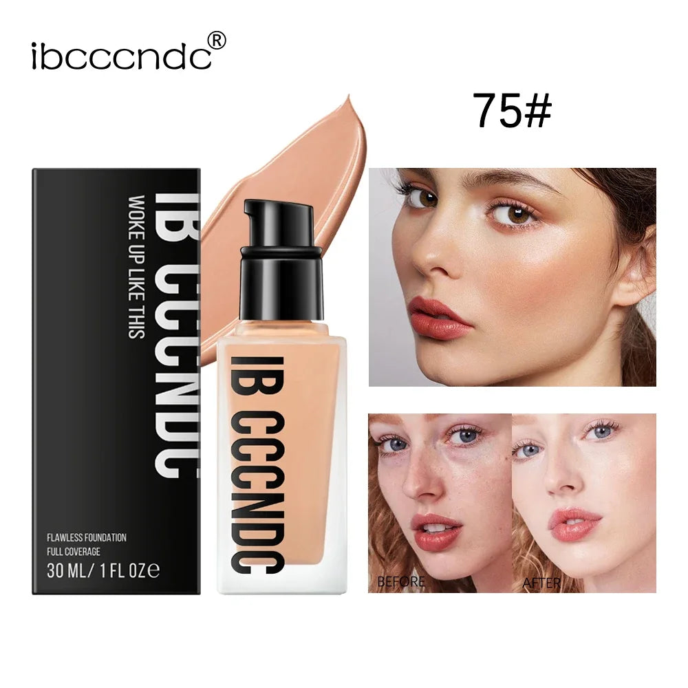 30ml Flawless Foundation Full Coverage Liquid Concealer Foundation For Light Dark Skin Tone Cover Pore Acne Makeup Waterproof