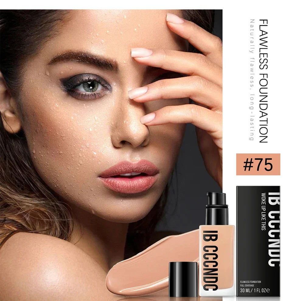 30ml Flawless Foundation Full Coverage Liquid Concealer Foundation For Light Dark Skin Tone Cover Pore Acne Makeup Waterproof